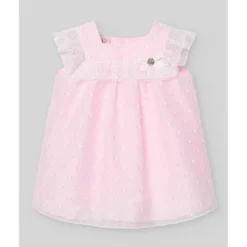 Paz Rodriguez Baby Sets*- Baby Girl Set Woven Newborn Dress + Bloomers Linda, Chalk Pink