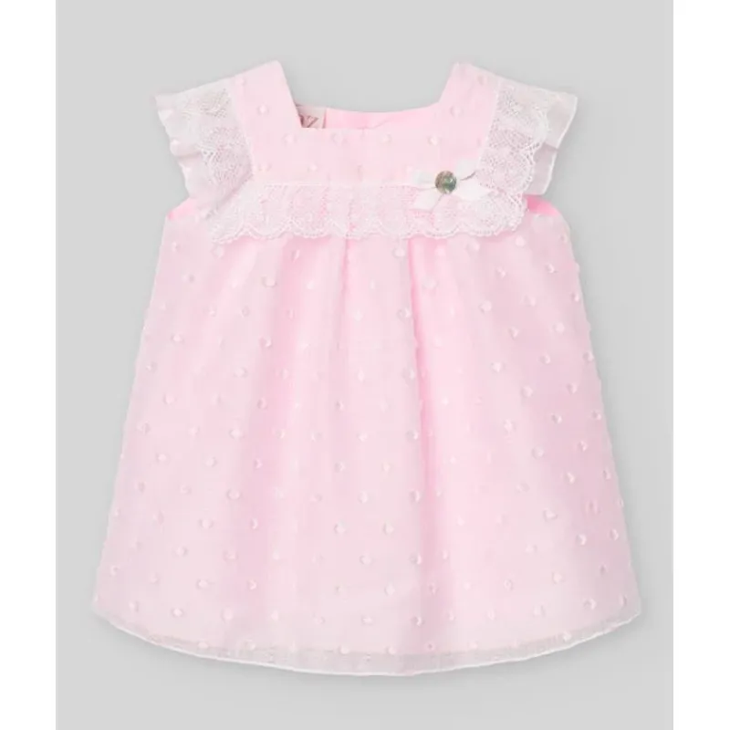 Paz Rodriguez Baby Sets*- Baby Girl Set Woven Newborn Dress + Bloomers Linda, Chalk Pink