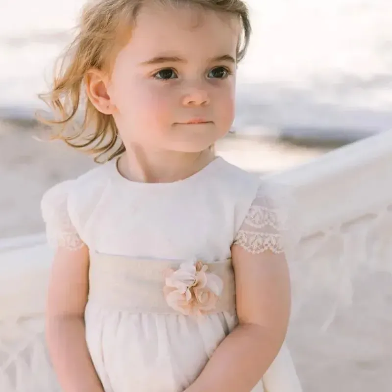 Paz Rodriguez Dresses|Baby Dresses & Skirts*- Baby Girls Ivory Tulle & Cotton Dress