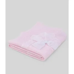 Paz Rodriguez Blankets & Quilts*- Baby Knit Newborn Shawl Linda, Chalk Pink/White