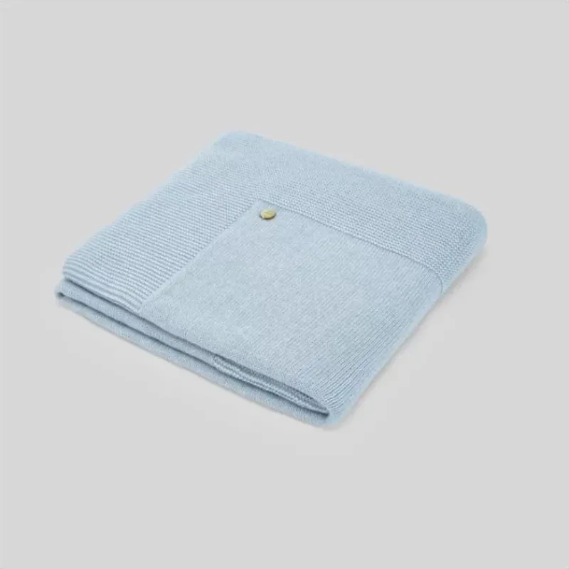 Paz Rodriguez Blankets & Quilts*- Baby Knit Newborn Blanket Esencial, Sky Blue
