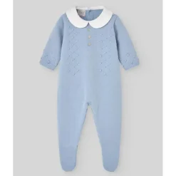 Paz Rodriguez Baby One-Pieces*- Baby Knit Newborn Romper Glaciar, Chalk Blue