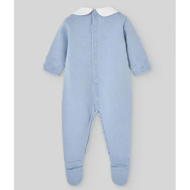 Paz Rodriguez Baby One-Pieces*- Baby Knit Newborn Romper Glaciar, Chalk Blue