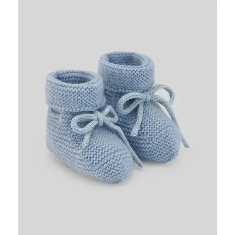 Paz Rodriguez Baby Shoes*- Baby Knit Newborn Booties Esencial, Chalk Blue