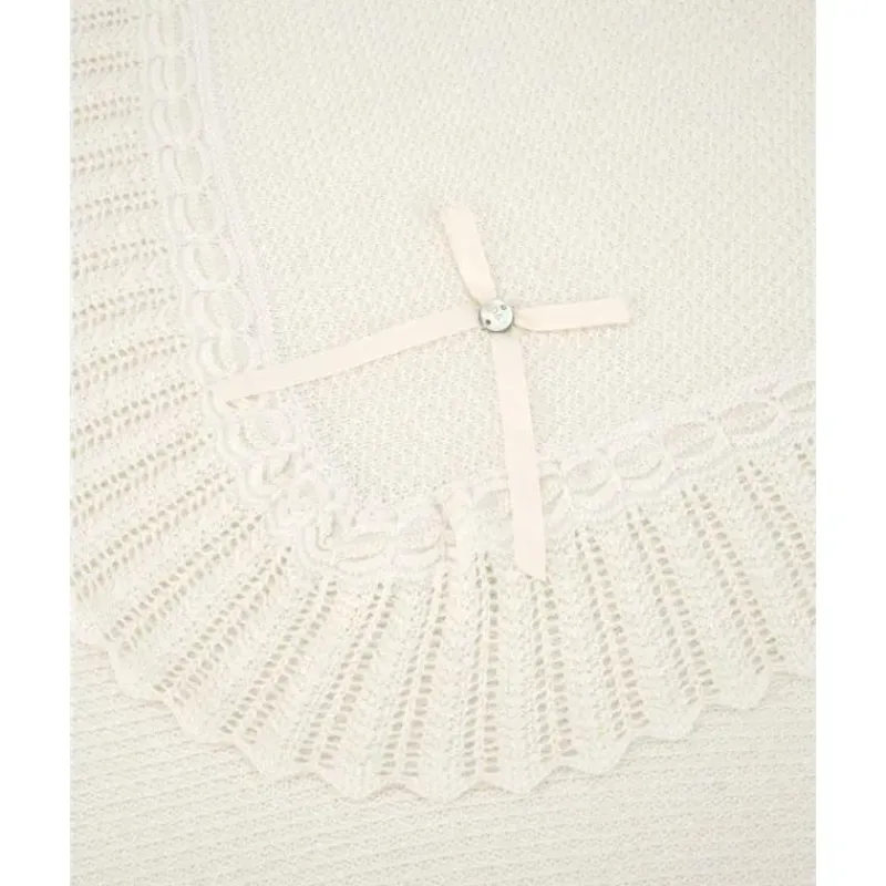 Paz Rodriguez Blankets & Quilts*- Baby Knit Newborn Shawl Blanket, Cream/Beige