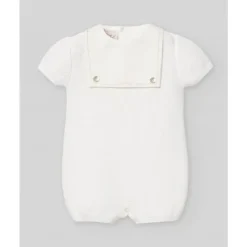 Paz Rodriguez Baby One-Pieces*- Baby Knit Newborn Romper Lino, White