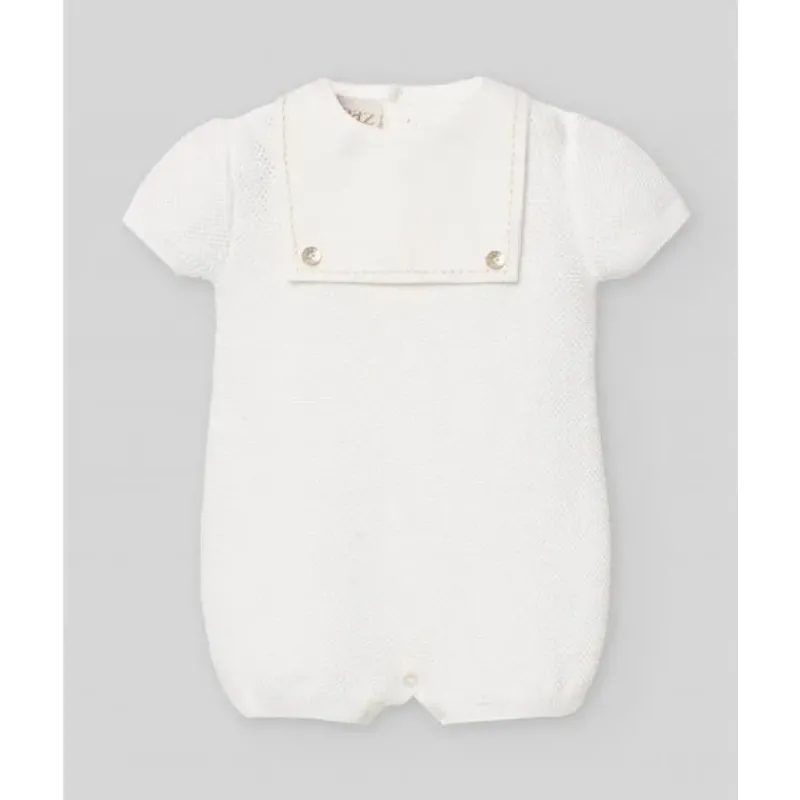 Paz Rodriguez Baby One-Pieces*- Baby Knit Newborn Romper Lino, White