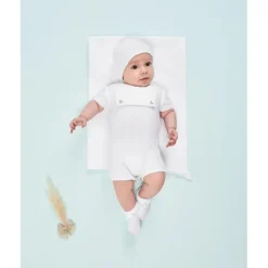 Paz Rodriguez Baby One-Pieces*- Baby Knit Newborn Romper Lino, White
