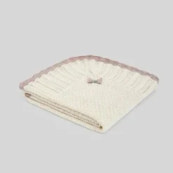 Paz Rodriguez Blankets & Quilts*- Baby Knit Newborn Shawl Pio Pio, Cream/Misty Pink