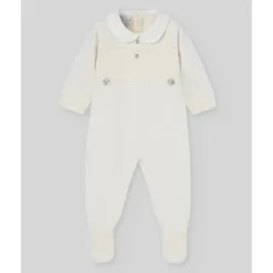 Paz Rodriguez Baby One-Pieces*- Baby Knit Newborn Romper, Cream/Beige