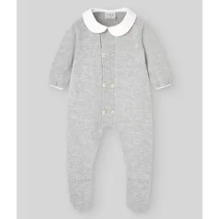 Paz Rodriguez Baby One-Pieces*- Baby Knit Newborn Romper Pulgarcito, Grey Pearl