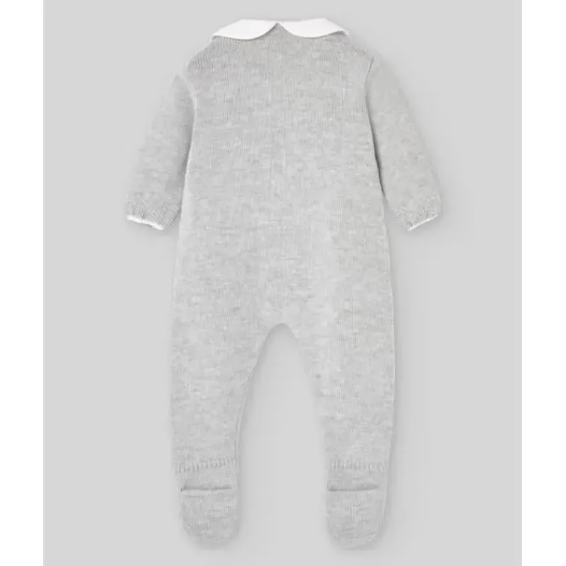 Paz Rodriguez Baby One-Pieces*- Baby Knit Newborn Romper Pulgarcito, Grey Pearl