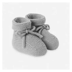 Paz Rodriguez Baby Shoes*- Baby Knit Newborn Booties Esencial, Grey Pearl