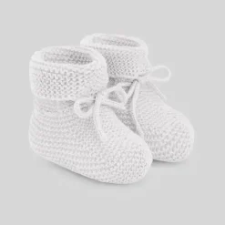 Paz Rodriguez Baby Gloves & Socks*- Baby Neutral Knit Booties Esencial, White