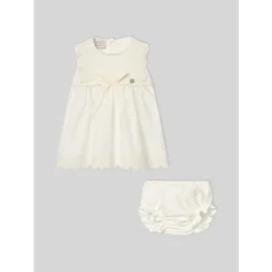 Paz Rodriguez Baby Sets*- Baby Set Knit Newborn Dress + Bloomers Paz, Cream/Beige
