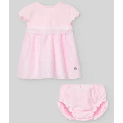 Paz Rodriguez Baby Sets*- Baby Set Knit Newborn Dress + Bloomers Linda, Chalk Pink