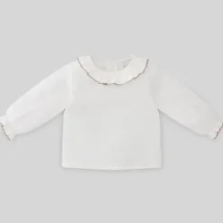 Paz Rodriguez Baby Tops*- Baby Unisex Woven Blouse Esencial, White/Chalk Pink