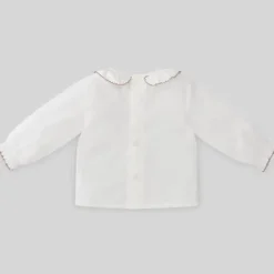 Paz Rodriguez Baby Tops*- Baby Unisex Woven Blouse Esencial, White/Chalk Pink