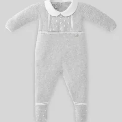 Paz Rodriguez Take Me Home Outfits*- Baby Unisex Knit Romper Leda, Grey/White