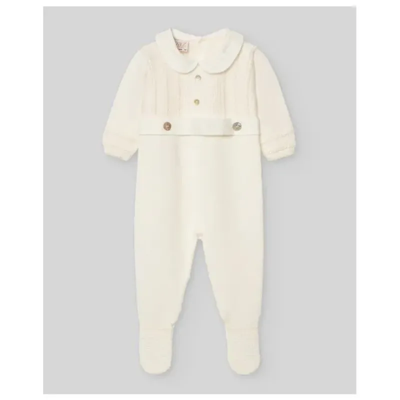Paz Rodriguez Baby One-Pieces*- Baby Unisex Knit Newborn Romper Paz, Cream/Beige