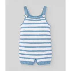 Paz Rodriguez Baby One-Pieces*- 2Pk Baby Set Knit Newborn Body & Knit Romper Stripes, White/Chalk Blue