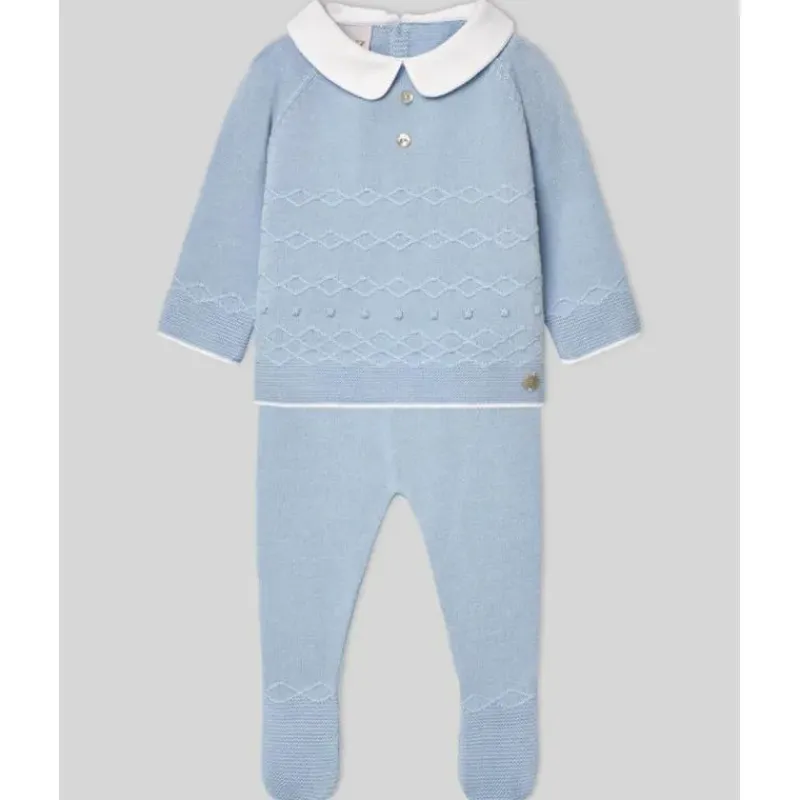 Paz Rodriguez Take Me Home Outfits*- Take Me Home Set Knit Newborn Sweater + Leggings Vento, Sky Blue