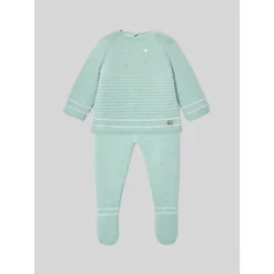 Paz Rodriguez Take Me Home Outfits*- Take Me Home Set Knit Newborn Sweater + Leggings Eido, Sky Blue/White
