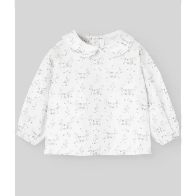 Paz Rodriguez Baby Tops*- Woven Newborn Blouse Pulgarcito, Grey Pear
