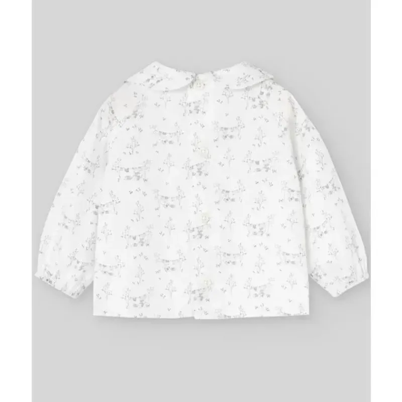 Paz Rodriguez Baby Tops*- Woven Newborn Blouse Pulgarcito, Grey Pear