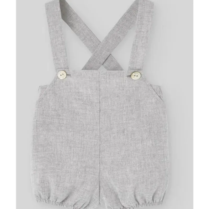 Paz Rodriguez Baby One-Pieces*- Woven Newborn Overall Pulgarcito, Grey Pearl