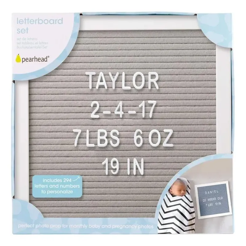 Pearhead Baby Baby Milestone*Pearhead - Felt 10X10 Letterboard Set, Gray