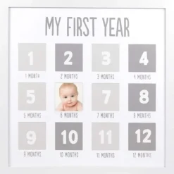 Pearhead Baby Baby Milestone*Pearhead - First Year Baby Photo Frame, White