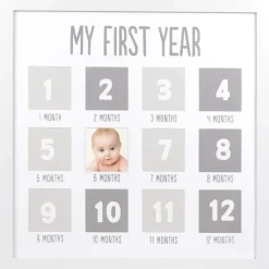 Pearhead Baby Baby Milestone*Pearhead - First Year Baby Photo Frame, White
