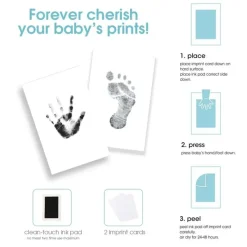 Pearhead Baby Cool Baby Products*Pearhead - Gingham Baby Memory Book And Clean-Touch Ink Pad, Gray