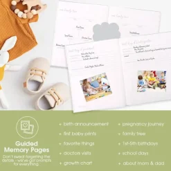 Pearhead Baby Cool Baby Products*Pearhead - Gingham Baby Memory Book And Clean-Touch Ink Pad, Gray