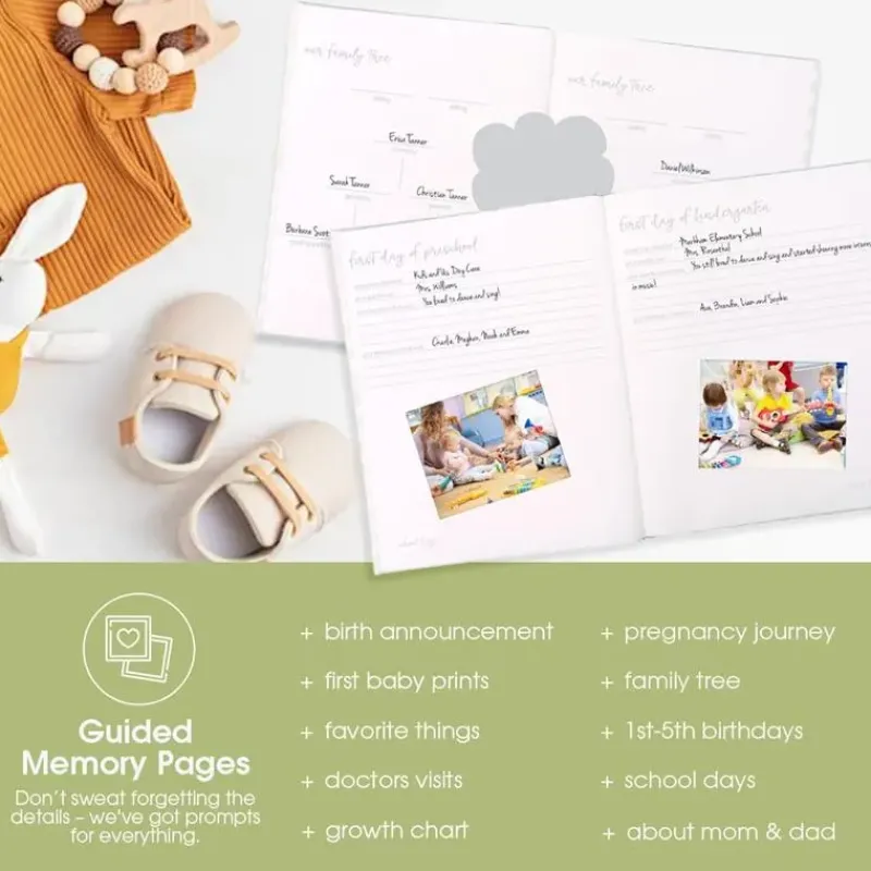 Pearhead Baby Cool Baby Products*Pearhead - Gingham Baby Memory Book And Clean-Touch Ink Pad, Gray