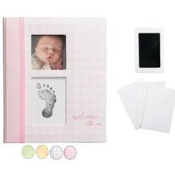 Pearhead Baby Cool Baby Products*Pearhead - Gingham Baby Memory Book And Clean-Touch Ink Pad, Pink