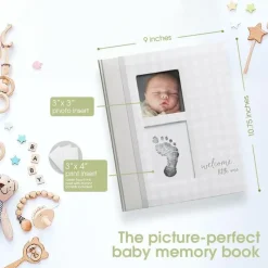 Pearhead Baby Cool Baby Products*Pearhead - Gingham Baby Memory Book And Clean-Touch Ink Pad, Pink