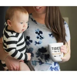 Pearhead Baby Gift For Mom|Gifts Up To $25*Pearhead - Parent Coffee Mug, Tired as a Mother Whimsical Mug