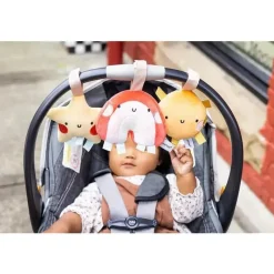 Pearhead Baby Stroller Toys*Pearhead - Rainbow Sun and Stars Stroller Toys, Plush Corduroy Baby Travel Car Seat Toy, Set of 3