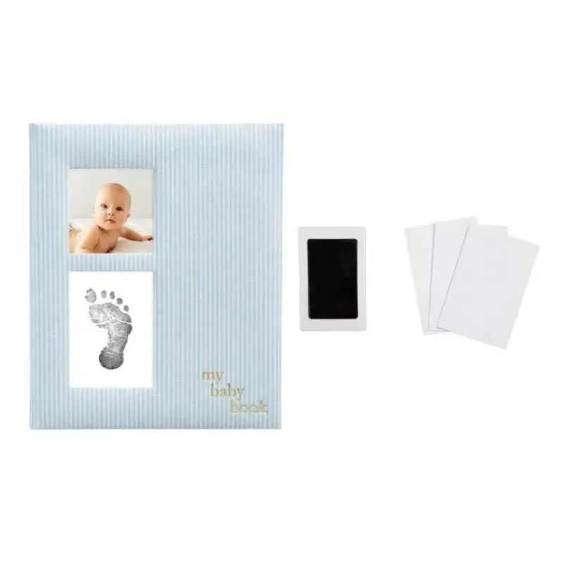 Pearhead Baby Books For Babies|Gifts Up To $25*Pearhead - Seersucker Baby Book And Clean Touch Ink Pad, Blue