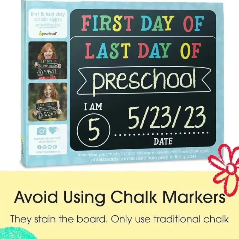 Kids Pearhead Baby Gift For Kids*- First and Last Day Chalkboard Signs, Reusable And Erasable Chalkboard