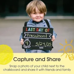 Kids Pearhead Baby Gift For Kids*- First and Last Day Chalkboard Signs, Reusable And Erasable Chalkboard