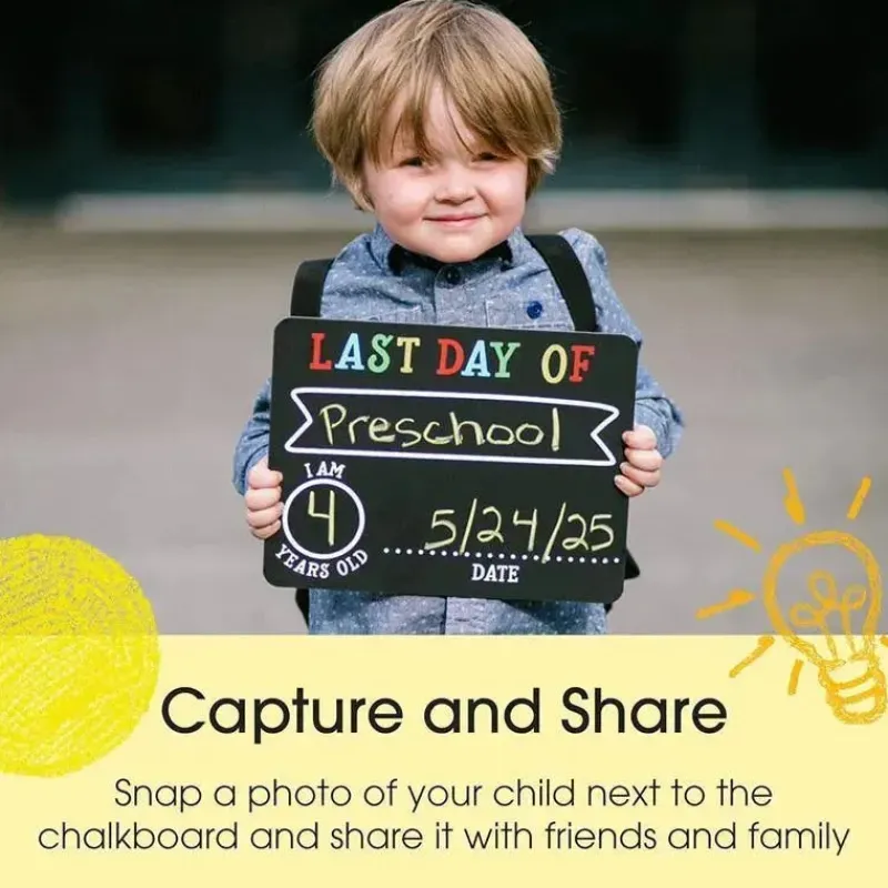 Kids Pearhead Baby Gift For Kids*- First and Last Day Chalkboard Signs, Reusable And Erasable Chalkboard