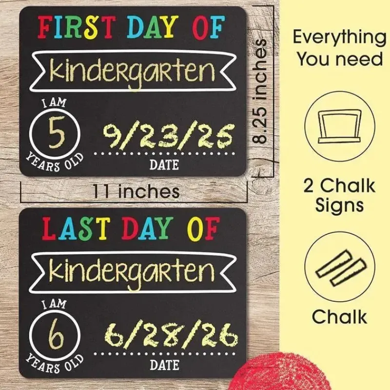 Kids Pearhead Baby Gift For Kids*- First and Last Day Chalkboard Signs, Reusable And Erasable Chalkboard