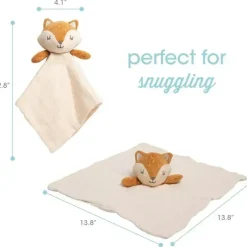 Pearhead Baby Lovies, Security Blankets & Blankies*- Security Blanket, Snuggle Toy Stuffed Animal, Cotton Muslin Fox Lovey