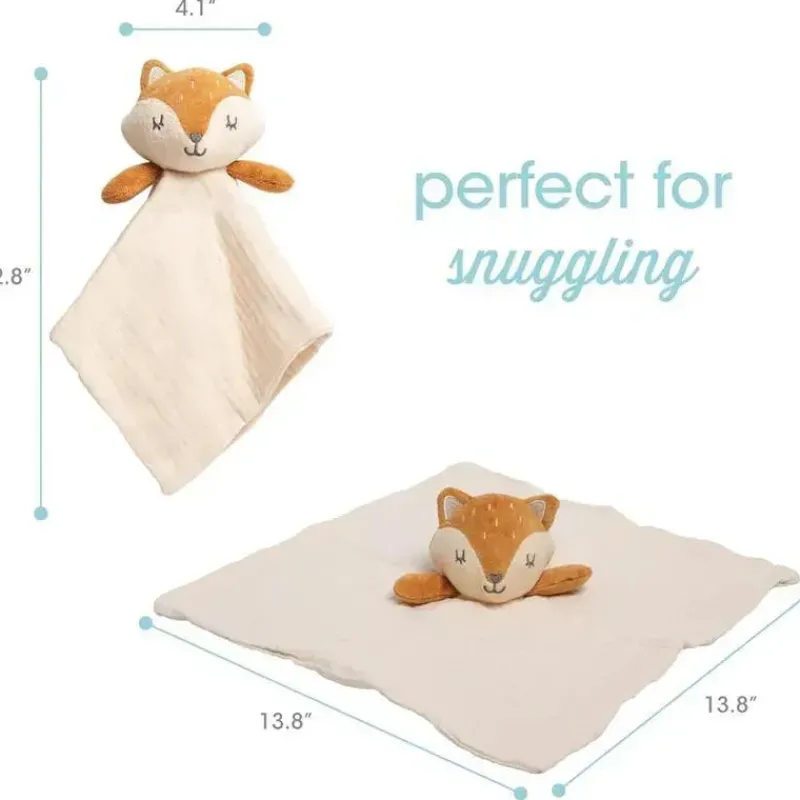 Pearhead Baby Lovies, Security Blankets & Blankies*- Security Blanket, Snuggle Toy Stuffed Animal, Cotton Muslin Fox Lovey