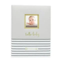 Pearhead Baby Baby Keepsakes*1st Year Memory Book Hello Baby Grey and Gold