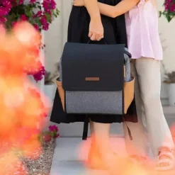 Petunia Pickle Bottom Gift For Mom|Diaper Backpacks*Petunia - Boxy Backpack Diaper Bag, Camel/Graphite
