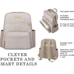 Petunia Pickle Bottom Gift For Mom|Diaper Backpacks*Petunia - Sync Backpack, Grey Matte Cable Stitch